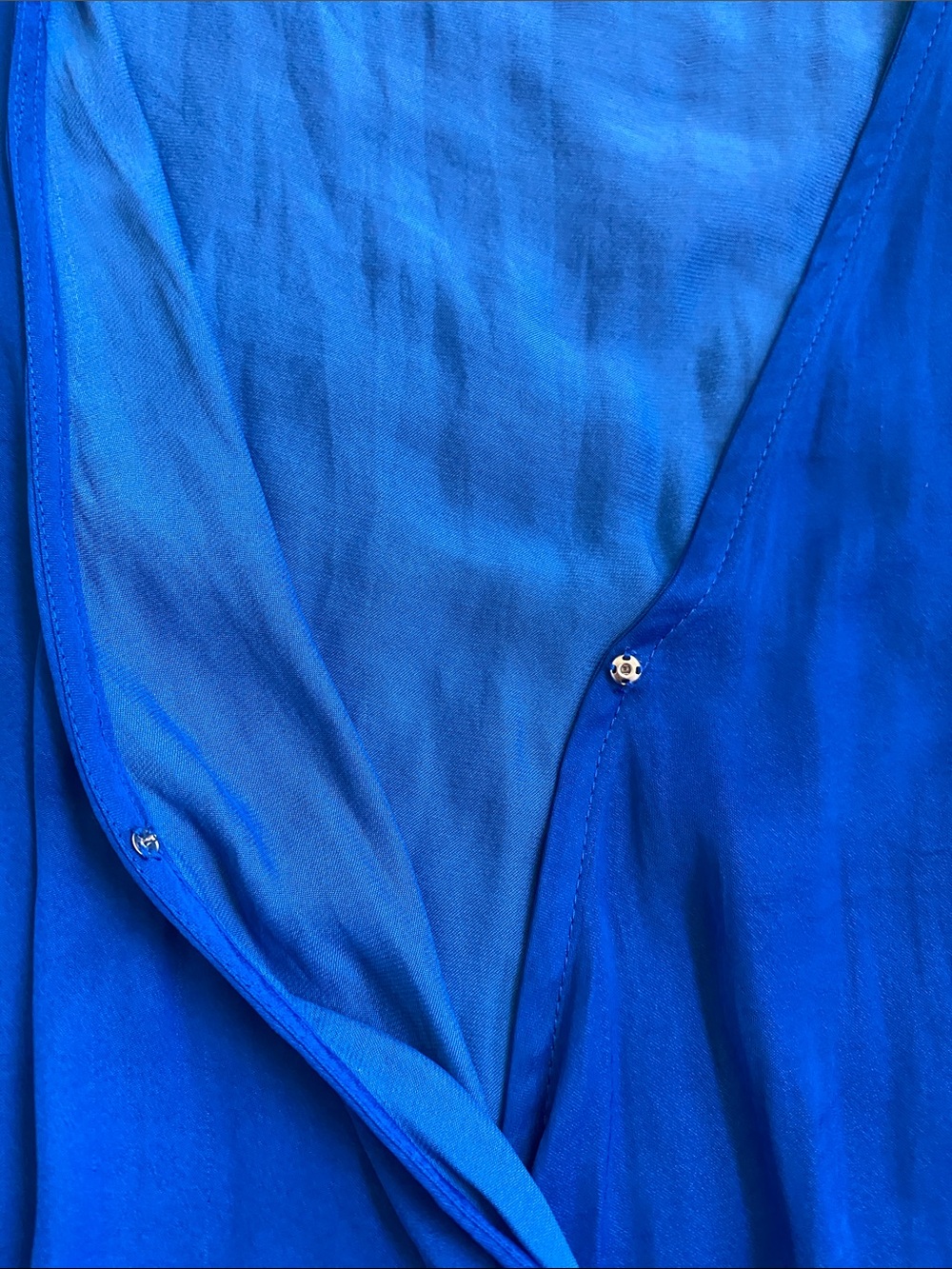 Vince Camuto Blue Ruffle Sleeve Wrap-Style Blouse - Picture 12 of 13